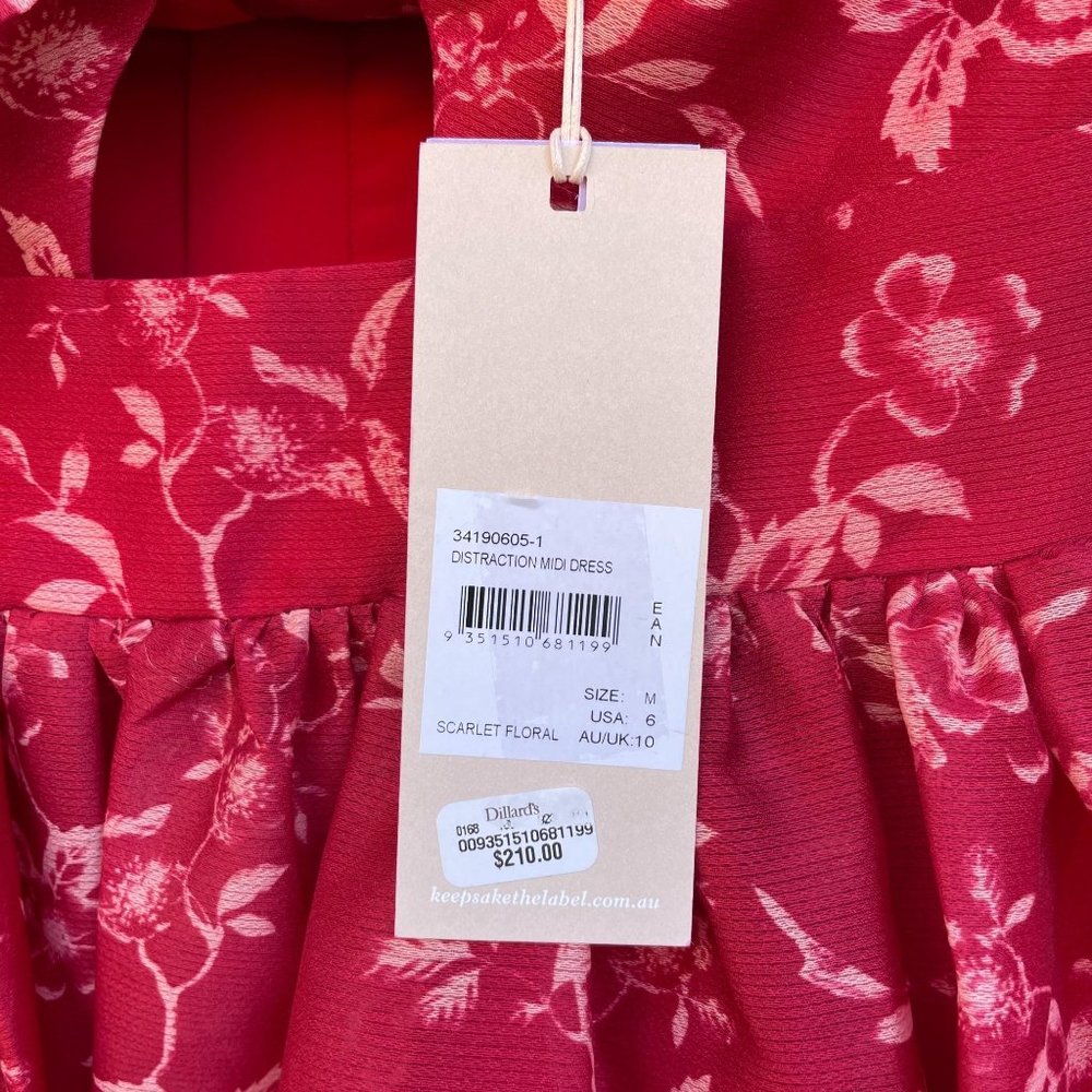 Keepsake Distraction Midi Dress Floral Strapless Cutout Size Medium Sz M US 6 - Picture 7 of 8